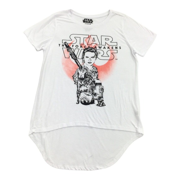 Star Wars Force Awakens Short Sleeve High Low T-Shirt Extra Large Womens White - Picture 1 of 5